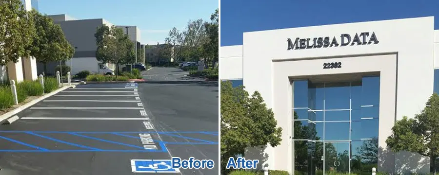 Before & After Pictures of Commercial Parking Lot Striping